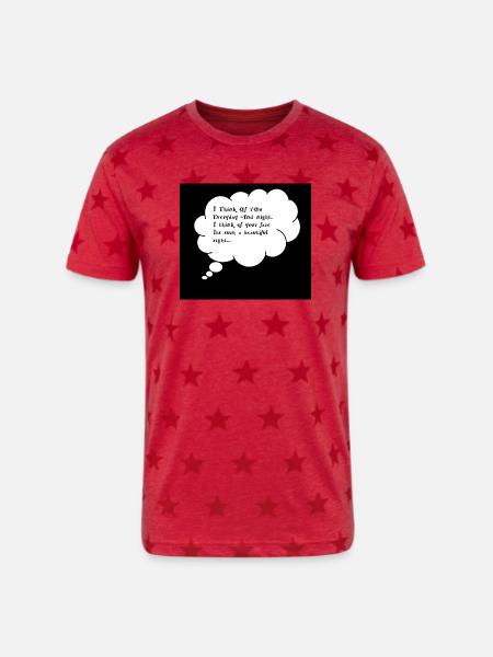 Romantic Thought Bubble Quote - Unisex Adult Star Printed T-Shirt - red star