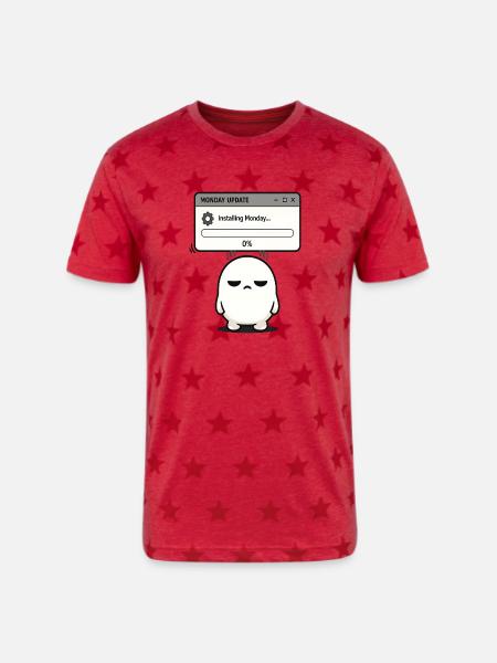 Monday Update Ghost: Low Progress - Unisex Adult Star Printed T-Shirt - red star