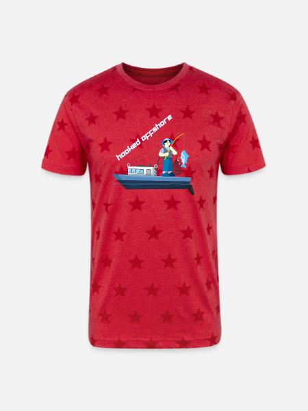 Hooked_Offshore - Unisex Adult Star Printed T-Shirt - red star