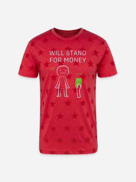 Funny Money Meme - Unisex Adult Star Printed T-Shirt - red star