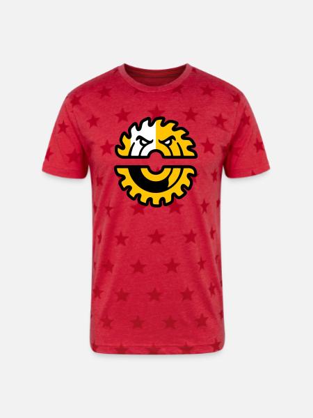 Circular Saw Mascot Logo - Unisex Adult Star Printed T-Shirt - red star