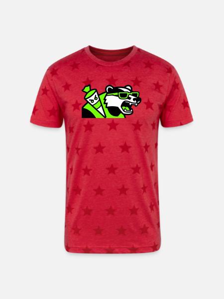 Badger School Cone Mascot - Unisex Adult Star Printed T-Shirt - red star