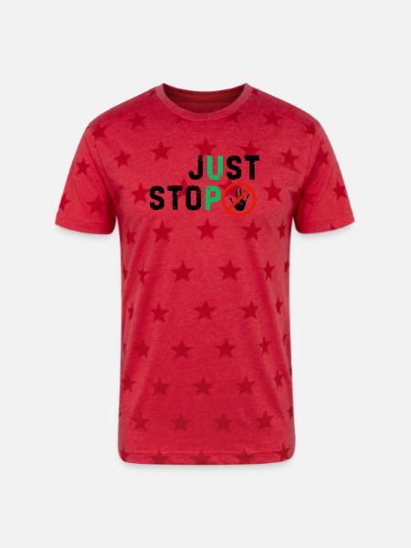 Just stop anything bad - Unisex Adult Star Printed T-Shirt - red star