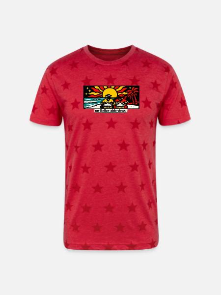 Un-Belize-able Views - Unisex Adult Star Printed T-Shirt - red star