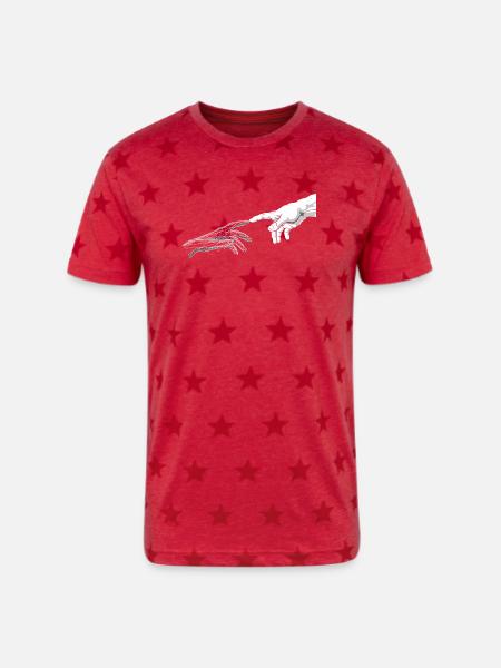 Human and Digital Reach - Unisex Adult Star Printed T-Shirt - red star