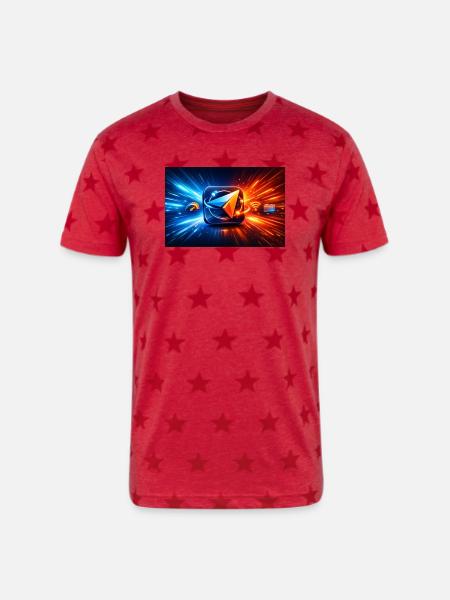 Neon Paper Plane Velocity - Unisex Adult Star Printed T-Shirt - red star