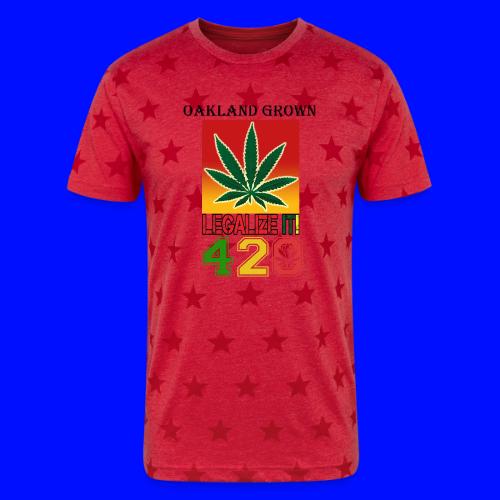 Screaming 420 Oakland Grown Weed Marijuana Design - Unisex Adult Star Printed T-Shirt