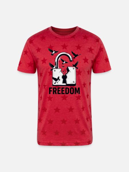 Freedom Breaks All Locks - Unisex Adult Star Printed T-Shirt - red star