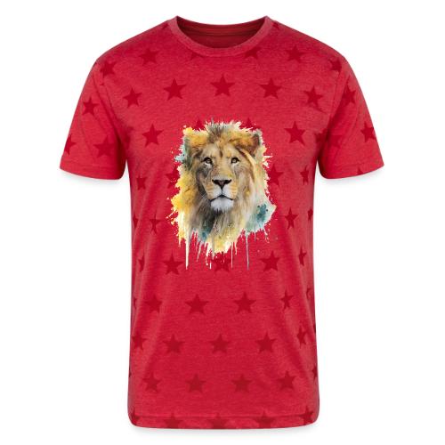 Watercolor Lion Portrait - Unisex Adult Star Printed T-Shirt