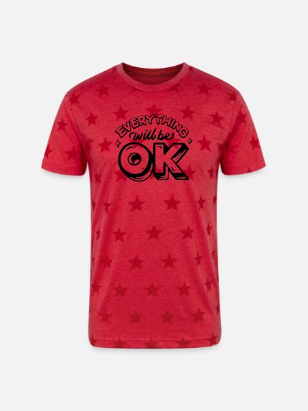 Everything Will Be OK - Unisex Adult Star Printed T-Shirt - red star