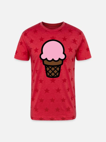 Ice Cream Cone Icon - Unisex Adult Star Printed T-Shirt - red star