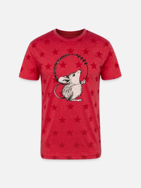 Mouse - Unisex Adult Star Printed T-Shirt - red star