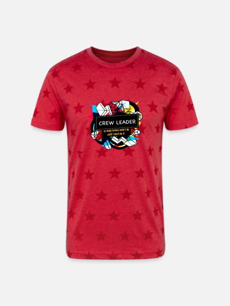 CREW LEADER - Unisex Adult Star Printed T-Shirt - red star