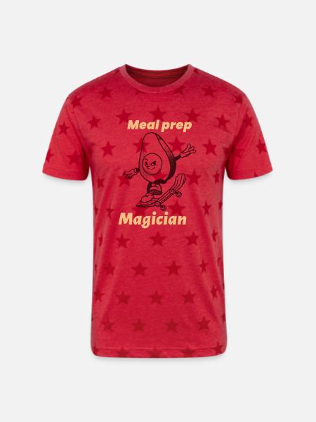 MEAL PREP MAGICIAN - Unisex Adult Star Printed T-Shirt - red star