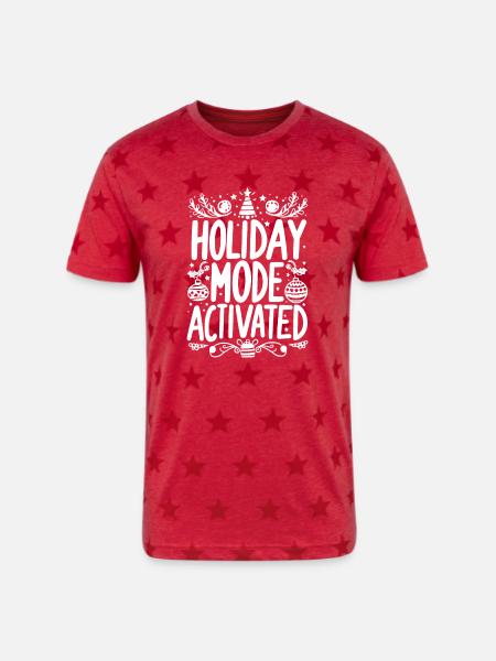 Holiday Mode Activated - Unisex Adult Star Printed T-Shirt - red star