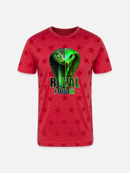 Royal Poison Serpent Split - Unisex Adult Star Printed T-Shirt - red star