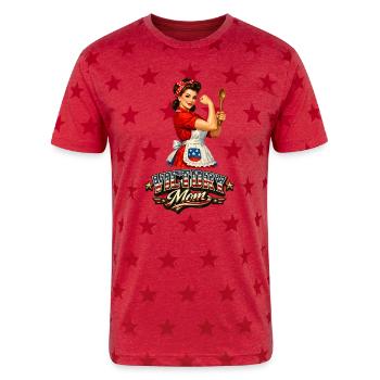 Victory Mom Retro Apron - Unisex Adult Star Printed T-Shirt - red star - Front
