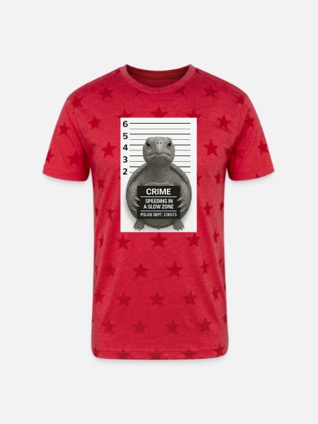 Crime Turtle Speeding Slow Zone - Unisex Adult Star Printed T-Shirt - red star