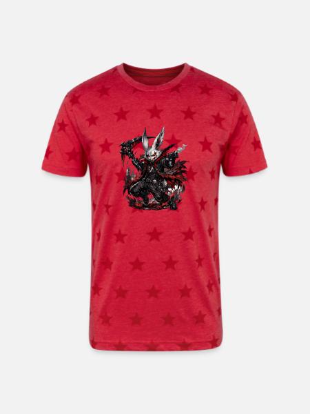Nightshade Rabbit Gunslinger - Unisex Adult Star Printed T-Shirt - red star