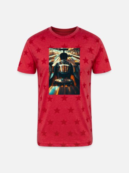 Neon Velocity Racer - Unisex Adult Star Printed T-Shirt - red star