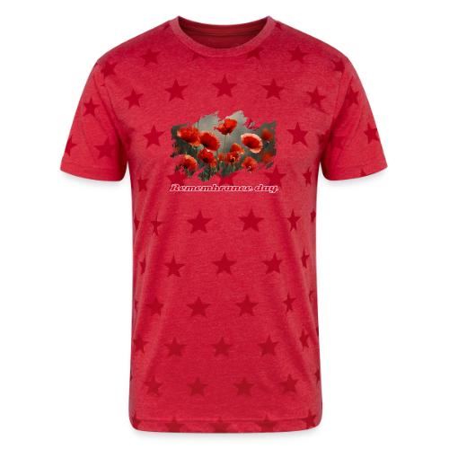 Remembrance Day with poppies - Unisex Adult Star Printed T-Shirt