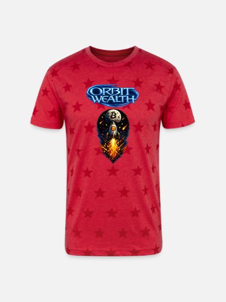 Orbit Wealth Bitcoin Rocket - Unisex Adult Star Printed T-Shirt - red star