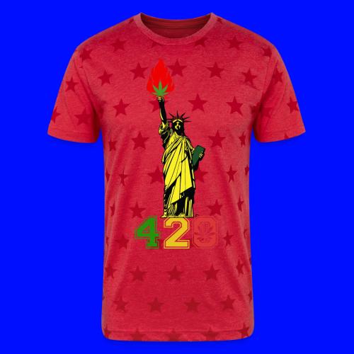 Humoristic 420 Liberty Herb Weed Marijuana Design - Unisex Adult Star Printed T-Shirt
