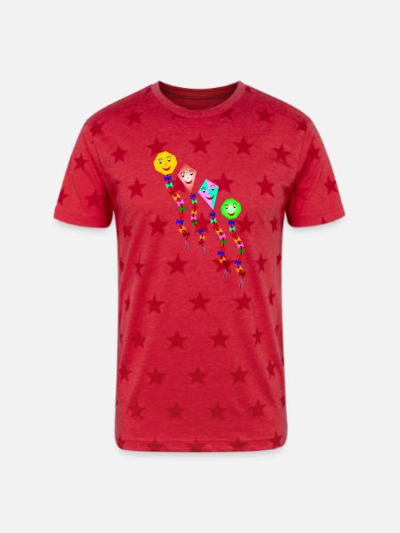 kites - Unisex Adult Star Printed T-Shirt - red star