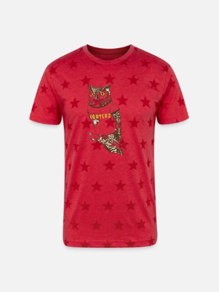 Original Hooter - Unisex Adult Star Printed T-Shirt - red star