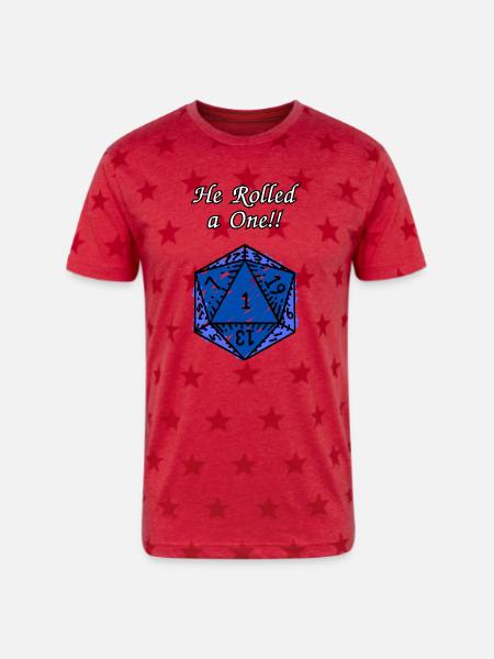 He Rolled a One! - Unisex Adult Star Printed T-Shirt - red star