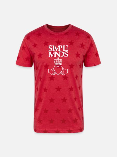 Simple Minds - Unisex Adult Star Printed T-Shirt - red star