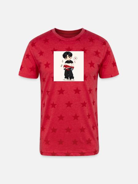 Marvellous charm - Unisex Adult Star Printed T-Shirt - red star