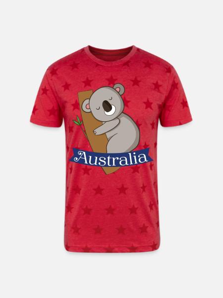 Australia - Unisex Adult Star Printed T-Shirt - red star