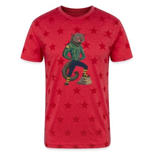 Raccoon Ranger in Neon Armor - Unisex Adult Star Printed T-Shirt