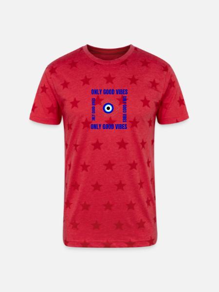 beautiful blue eyes - Unisex Adult Star Printed T-Shirt - red star