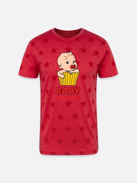 Baby in the oven - Unisex Adult Star Printed T-Shirt - red star
