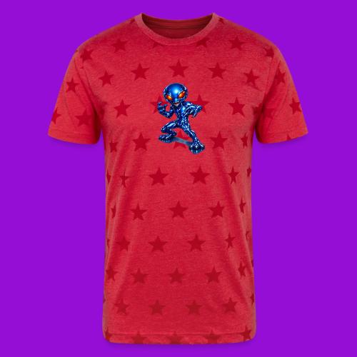 Angry Blue Alien - Unisex Adult Star Printed T-Shirt