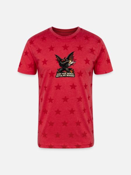 Mothman Drones  - Unisex Adult Star Printed T-Shirt - red star