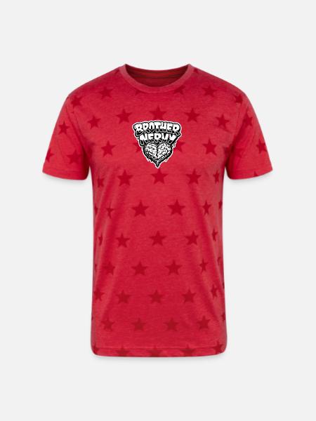 Brother Nervy Heart - Unisex Adult Star Printed T-Shirt - red star