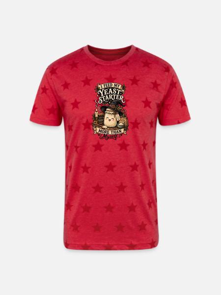 Sourdough Baking Witch Tee - Unisex Adult Star Printed T-Shirt - red star