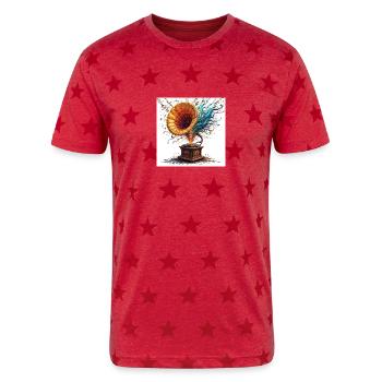 Melody Explosion - Unisex Adult Star Printed T-Shirt - red star - Front