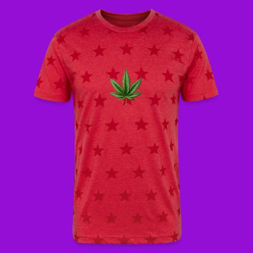 Cannabis Leaf - Unisex Adult Star Printed T-Shirt