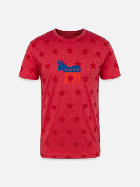 Democrat Logo - Unisex Adult Star Printed T-Shirt - red star