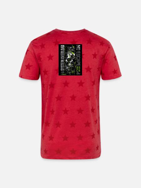 No Escape Skull Neon Trail - Unisex Adult Star Printed T-Shirt - red star