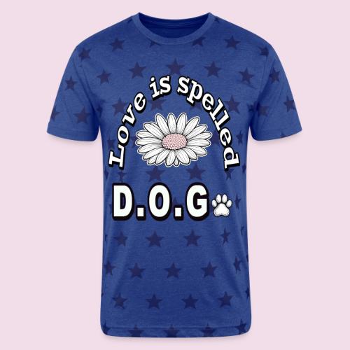 Love is Spelled D.O.G. | Cute Dog Lover Design - Unisex Adult Star Printed T-Shirt