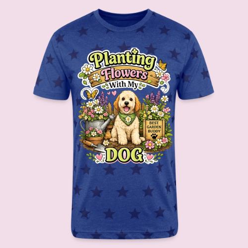 Planting Flowers With My Dog - Unisex Adult Star Printed T-Shirt