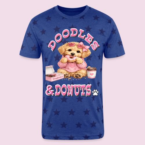 Doodles & Doughnut Cozy Dog Mom Design - Unisex Adult Star Printed T-Shirt
