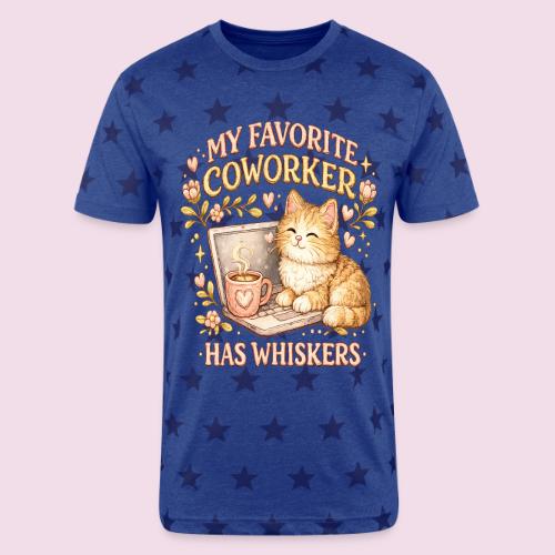 My Favorite Coworker Has Whiskers Faux Stitched - Unisex Adult Star Printed T-Shirt