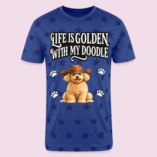 Life Is Golden With My Doodle Cowboy Goldendoodle - Unisex Adult Star Printed T-Shirt