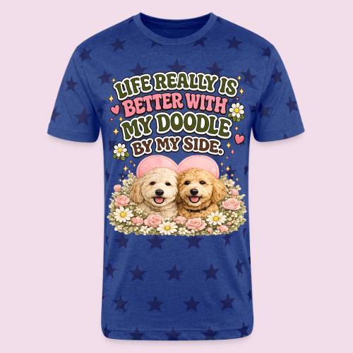 Life Really Is Better With My Doodle By My Side - Unisex Adult Star Printed T-Shirt